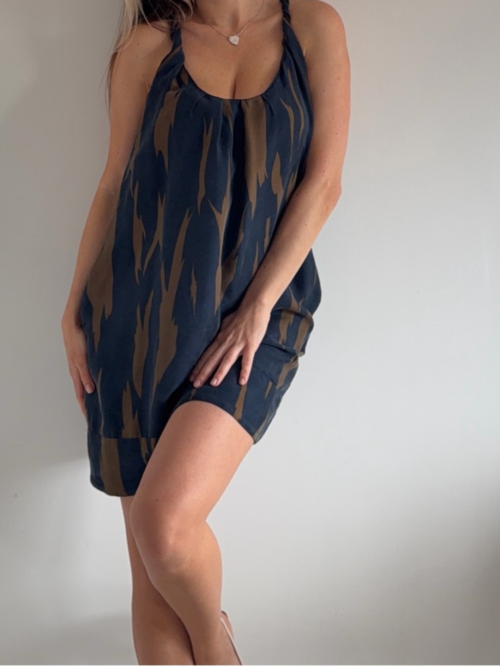 Quiet Luxury Fairy French Connection 100% Silk Abstract Print Mini Dress Size 6